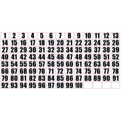 Planche autocollants - numéro 1 à 100
