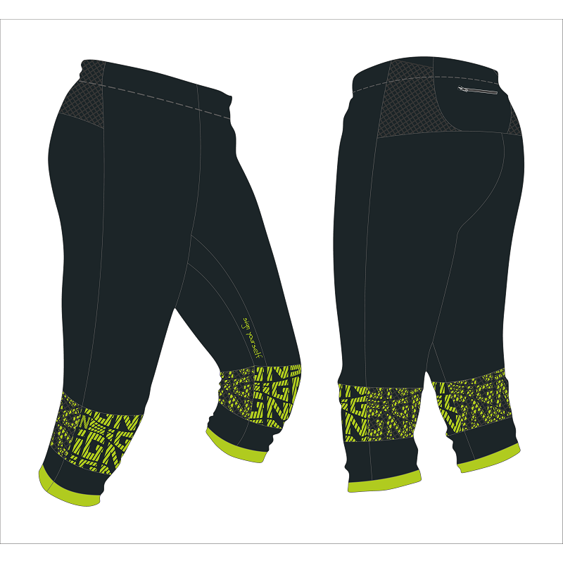 Pantalon 3/4 CO Pro Pants Hybrid- noir/vert fluo