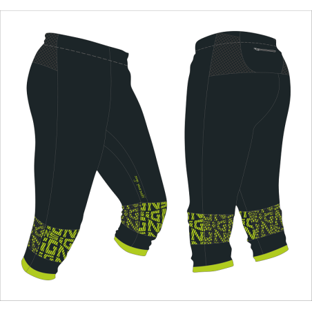 Pantalon 3/4 CO Pro Pants Hybrid- noir/vert fluo