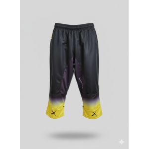 Pantalon enfant 3/4 course d'orientation - noir/jaune