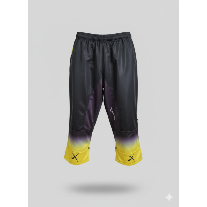 Pantalon enfant 3/4 course d'orientation - noir/jaune