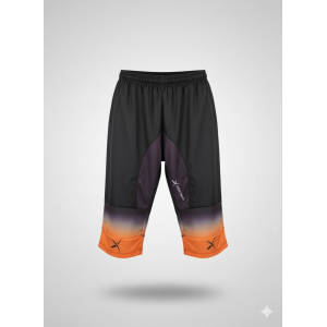 Pantalon enfant 3/4 course d'orientation - noir/orange