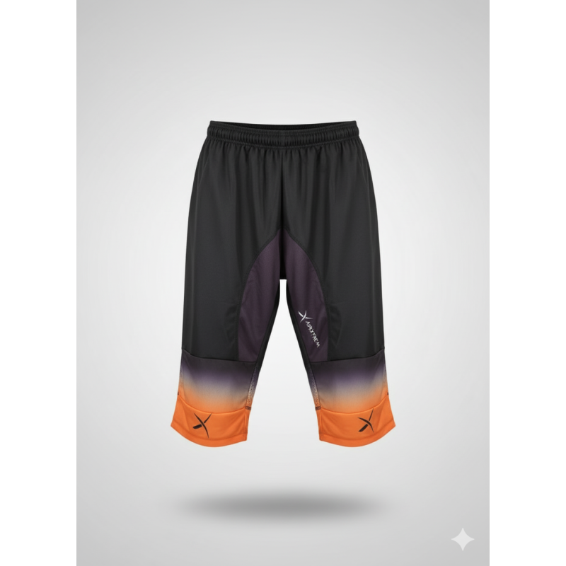 Pantalon 3/4 course d'orientation - noir/orange